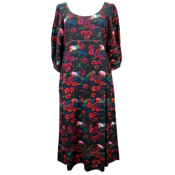 Rachel Comey Dress Womens Floral Scoop Neck Maxi Puff Slv Cottagecore Boho Sz 6‎ - Picture 1 of 8